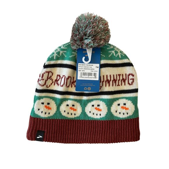 New ~ BROOKS RUNNING ~ Run Merry Pom Beanie - Picture 4 of 5